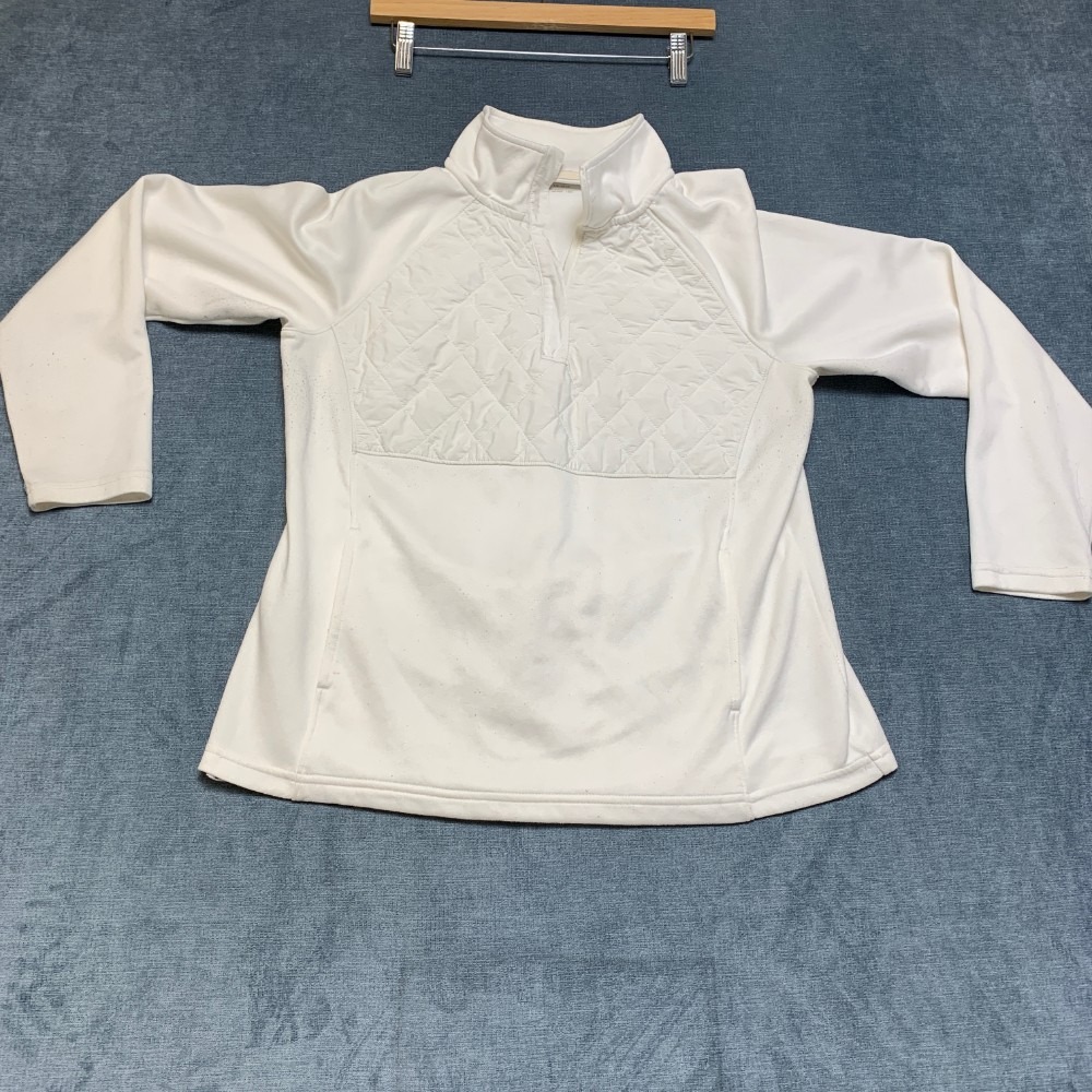 Avia Athleta Vortex Quilted Top Girls Large 12-14 White Half Zip Mock Neck